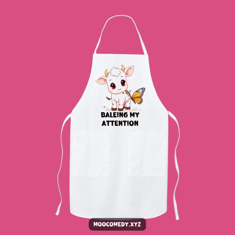 Funny Cow Calf & Butterfly Apron: Kitchen Humor for Aspiring Farm Chefs