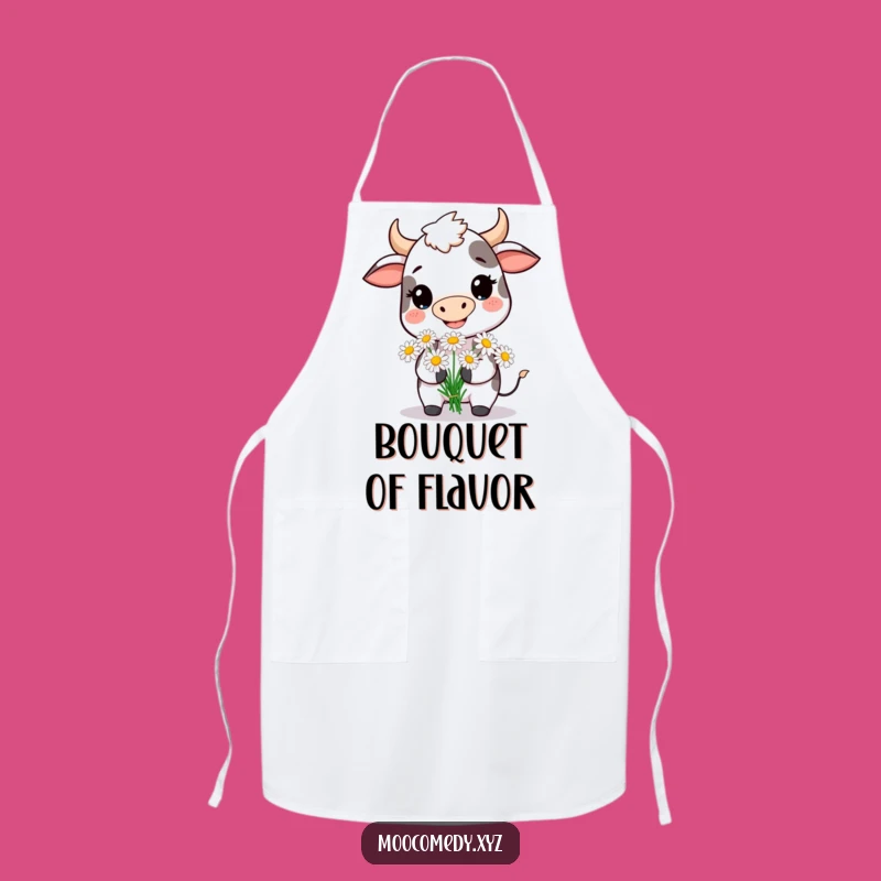 Funny Cow Daisy Apron: Smiling Chef Character Gift