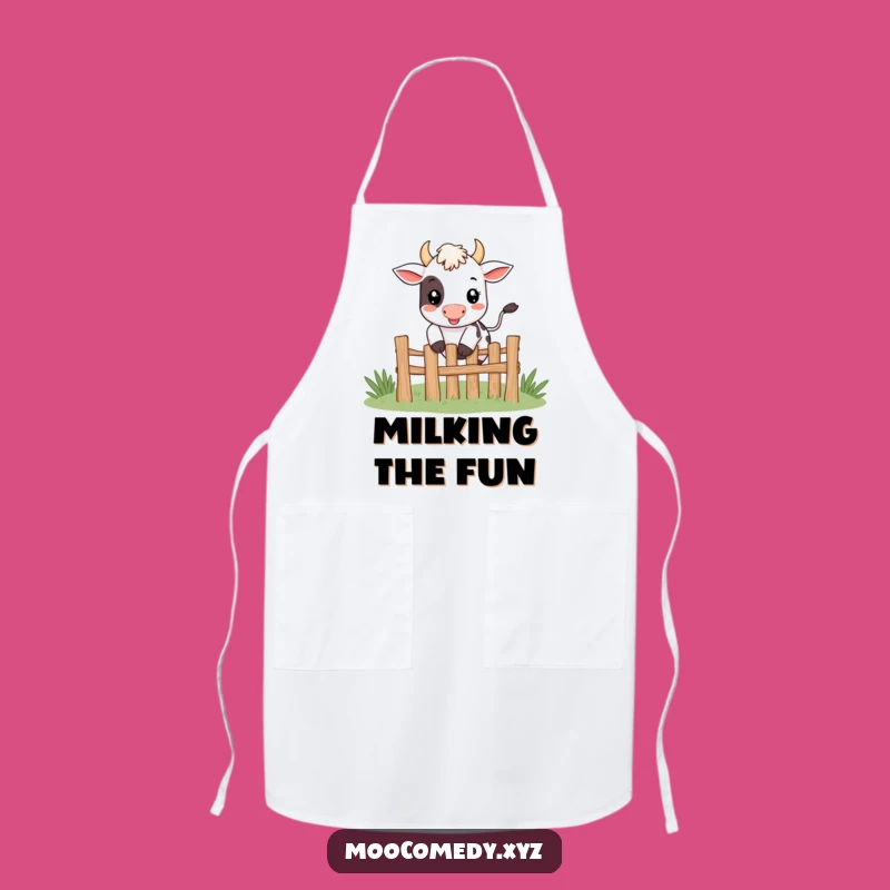 Funny Jumping Cow Apron: Kitchen Fun Happy Design, Great Funny Gift Apron