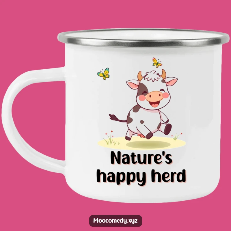 Funny Cow Butterfly Camping Mug: Joyful Character Outdoor Gift