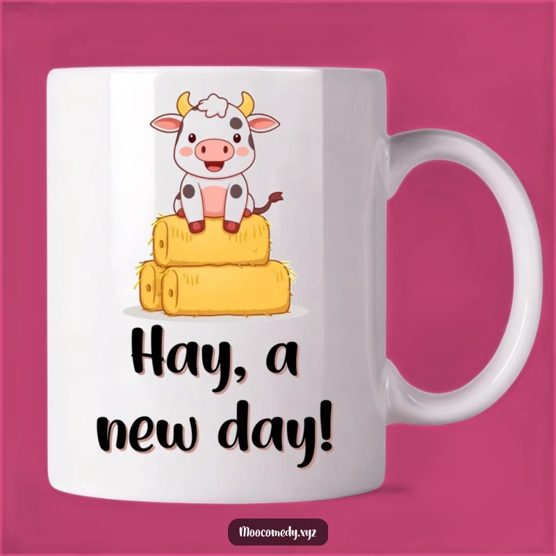 Funny Cow Balancing Hay Mug: Hilarious Farm Humor Gift for a Cheerful Friend