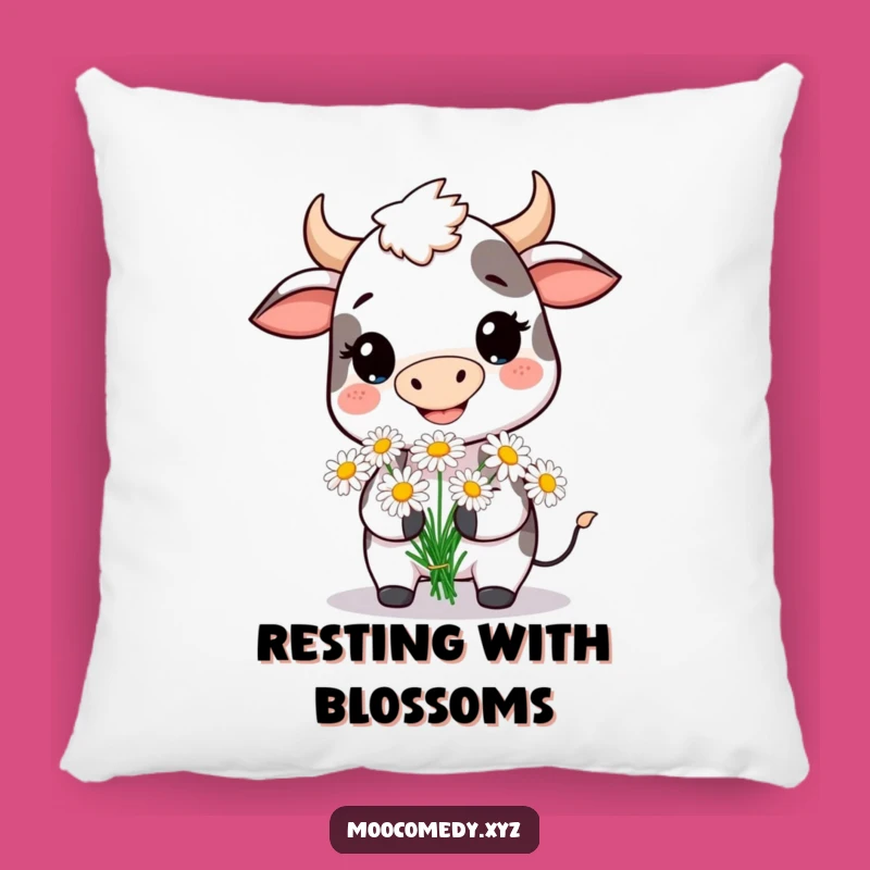 Funny Cow Daisy Pillow: Smiling Character Comfort Gift