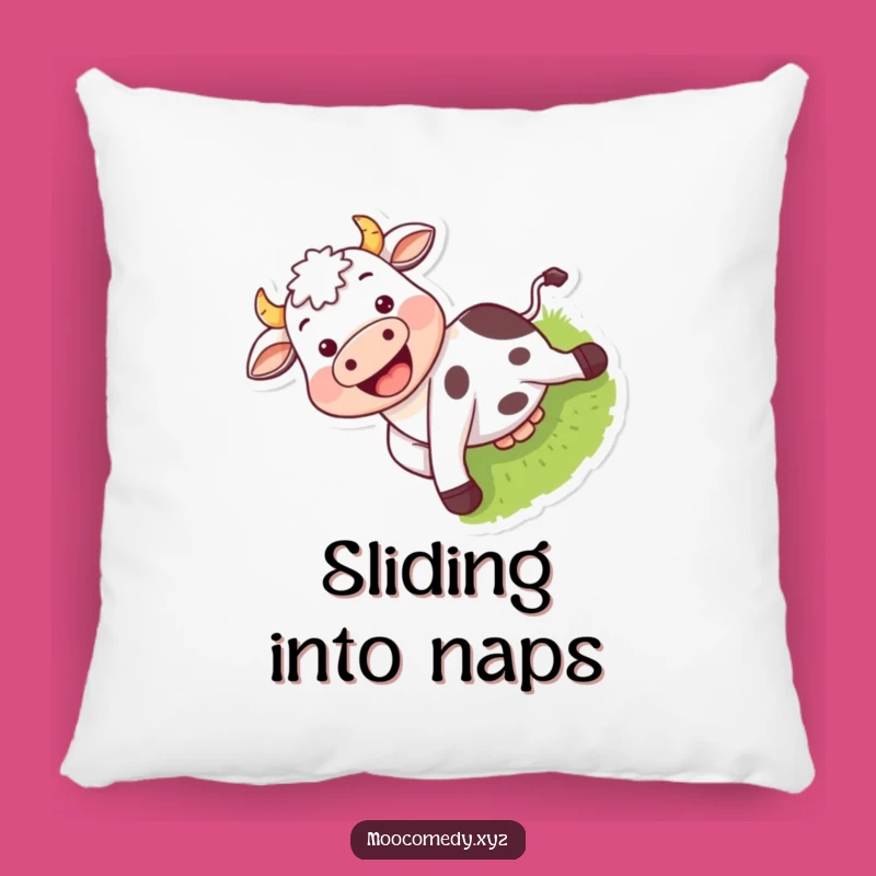 Funny Cow Sliding Pillow: Soft Comfort with a Hilarious Grinning Cow
