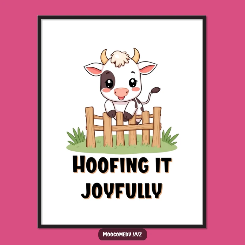 Funny Jumping Cow Digital Art: Instant Happy Decor, Perfect Gift