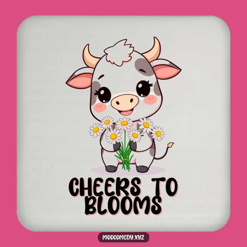 Funny Cow Daisy Coaster: Smiling Character Drink Protector Gift