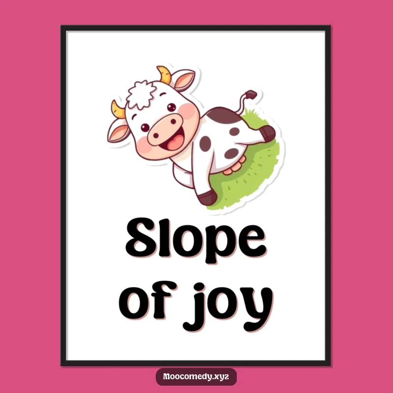 Funny Cow Sliding Poster: Bring Joyful Farm Art to Your Walls