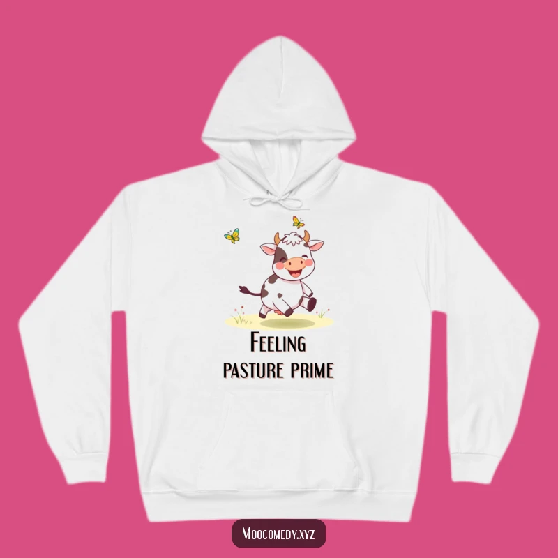 Cozy Funny Cow & Butterfly Hoodie: Joyful Character Warm Gift
