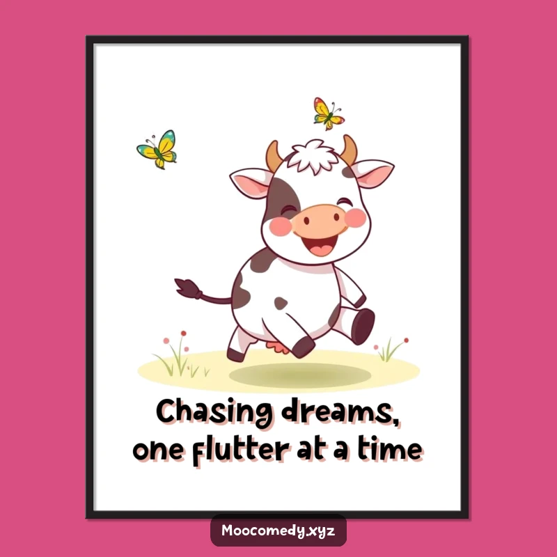 Free Printable Wall Art: Funny Cow Butterfly Chase Downloadable Art for Your Home!