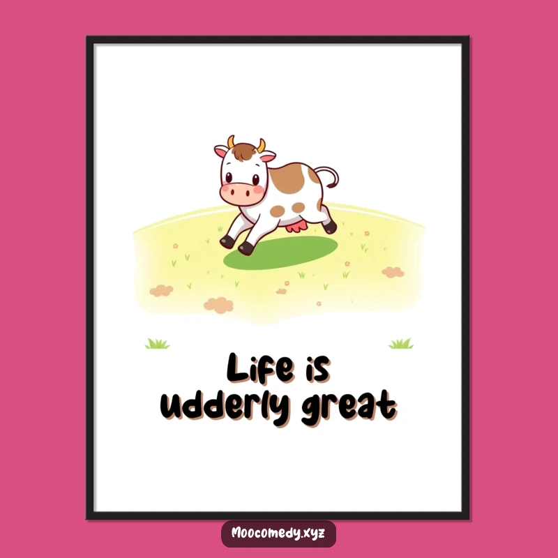 Funny Free Printable Wall Art: Skipping Cow, Hilarious Downloadable Farm Decor