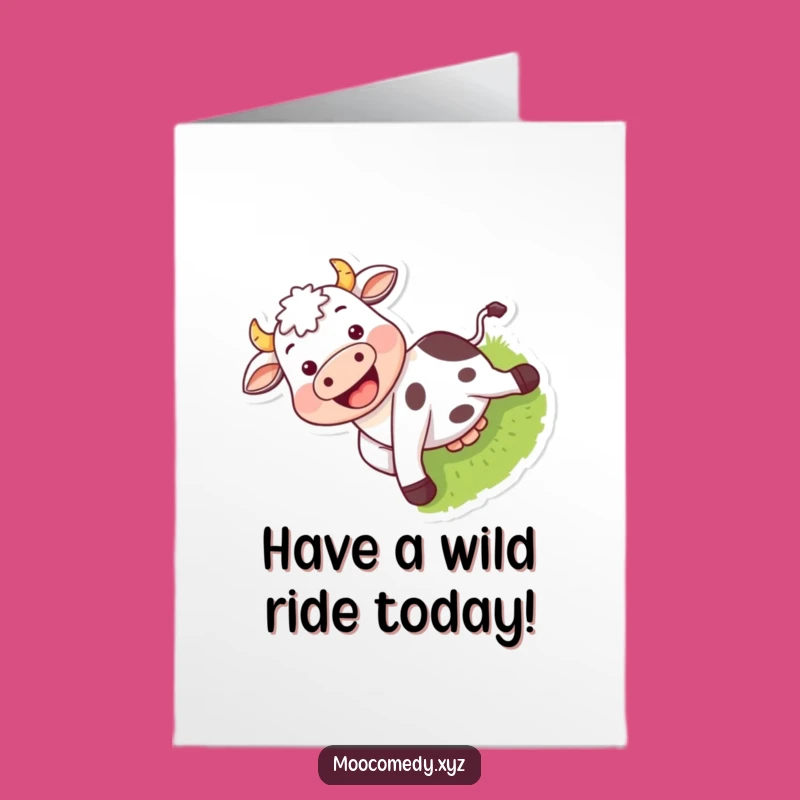 Free Printable Birthday Card: Playful Cow Sliding Downloadable Funny Gift