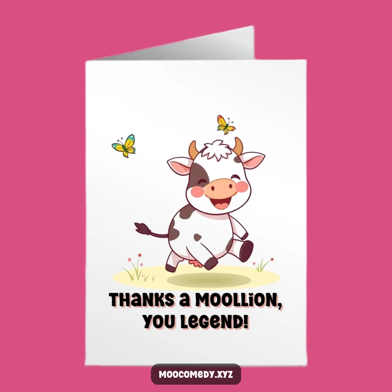 Free Printable Thank You Card: Funny Cow Saying Thanks with a Downloadable Smile!