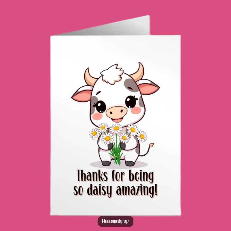 Free Printable Thank You Card: Funny Cow with Daisies, a Downloadable Gift!