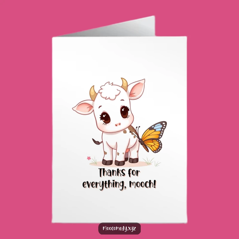 Funny Free Printable Thank You Card: Cow Calf & Butterfly Downloadable