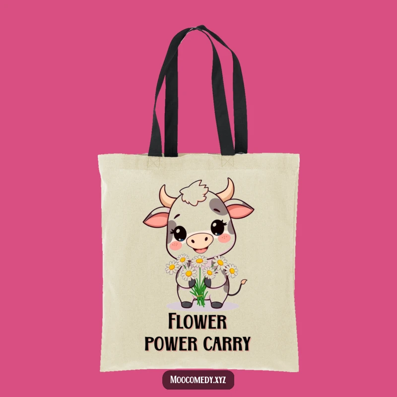 Funny Cow Daisy Tote Bag: Smiling Character Carry-All Gift